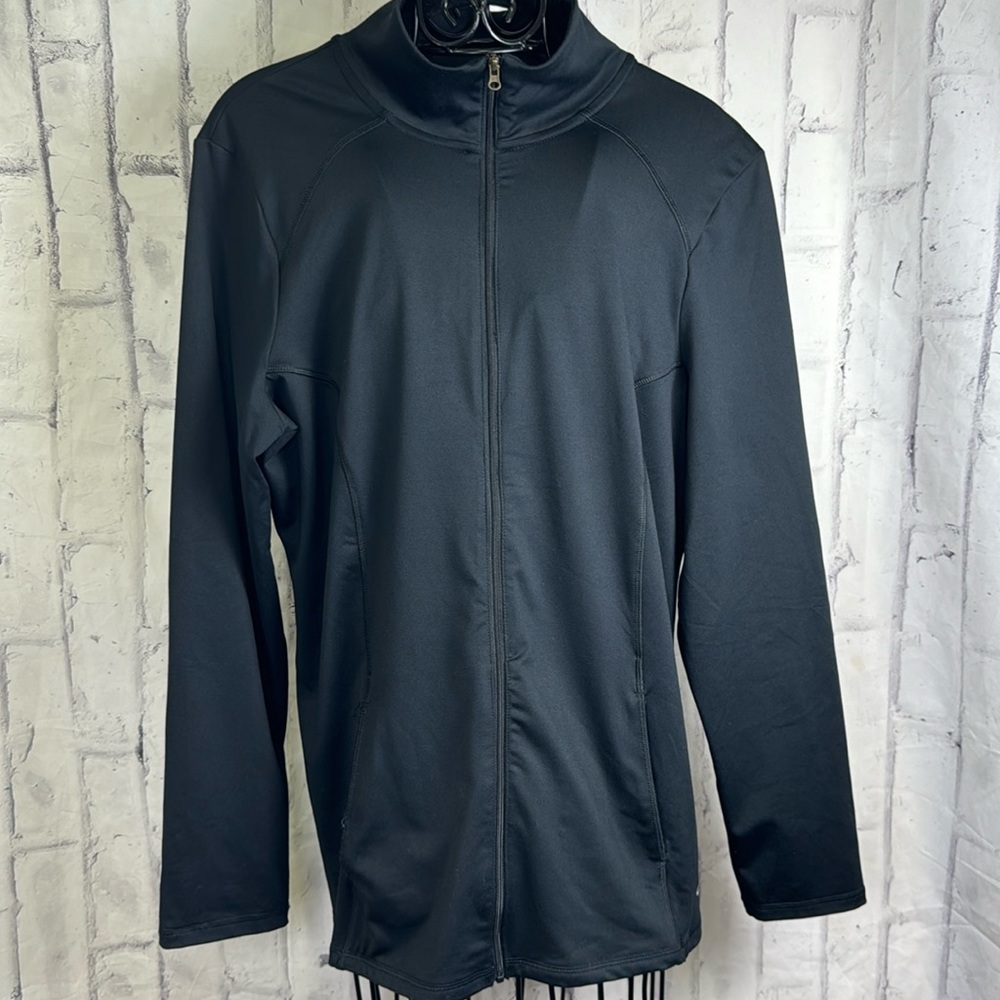 Champion Full Front Zip Jacket Light Weight High Collar Pockets Black